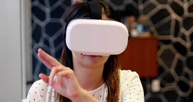Modern Woman Using Virtual Reality Headset - Download Free Stock Images Pikwizard.com