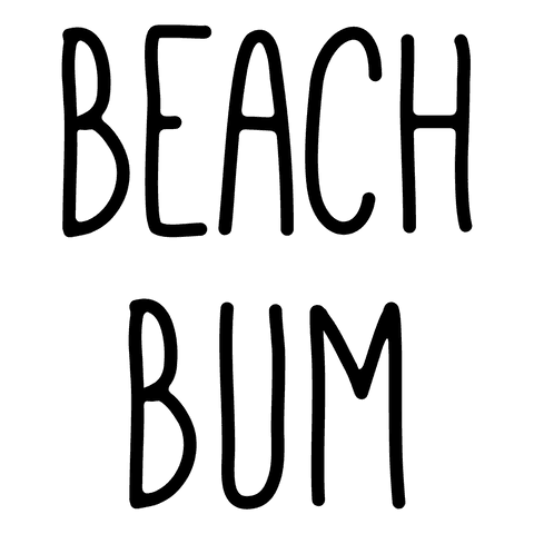Stylish modern beach bum text on transparent background