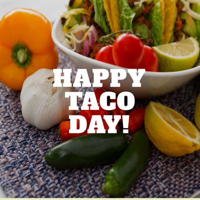 Happy Taco Day with Fresh Tacos and Vegetables - Download Free Stock Templates Pikwizard.com