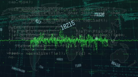 Digital Data Animation on World Map Background