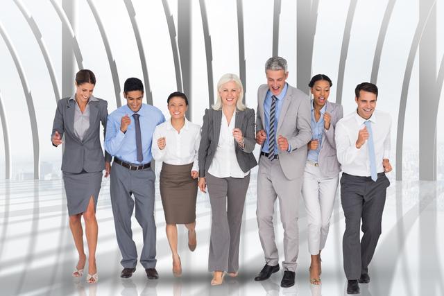Diverse Business Team Running Together in Modern Office - Download Free Stock Photos Pikwizard.com