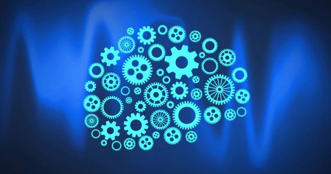 Artificial Intelligence Concept with Gears Forming Brain