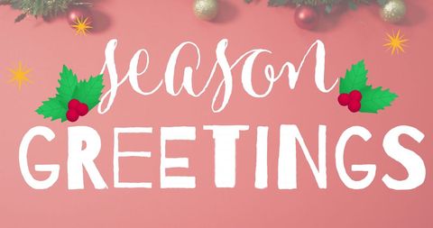 Christmas Holiday Greeting Card with Holly and Elegant Lettering - Download Free Stock Images Pikwizard.com