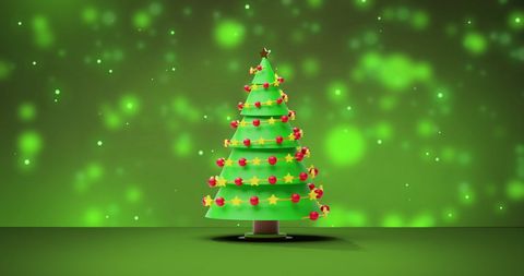 Festive Minimalistic Christmas Tree on Green Background