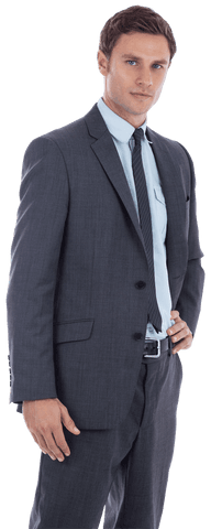 Transparent Confident Businessman Posing with Hand on Hip in Professional Suit