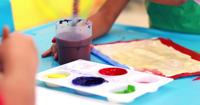 Children Painting at Art Class with Bright Colors - Download Free Stock Images Pikwizard.com