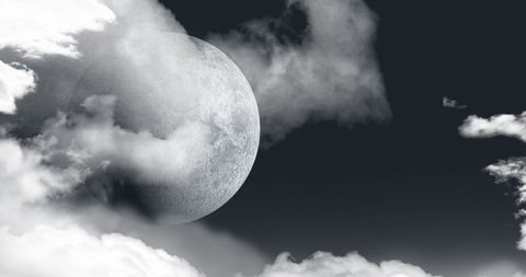 Luminous Moon with Clouds on Grey Sky - Download Free Stock Images Pikwizard.com