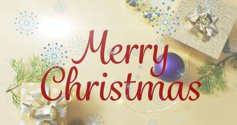 festive christmas greeting with decorative gifts and snowflakes - Download Free Stock Images Pikwizard.com