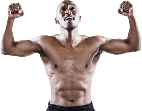 happy athletic man cheering with clenched fists transparent background - Download Free Stock Videos Pikwizard.com
