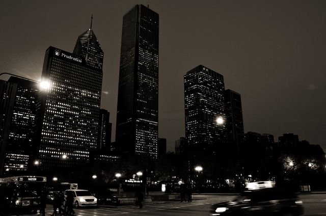 Downtown Skyscrapers Illuminating Night Cityscape - Download Free Stock Photos Pikwizard.com