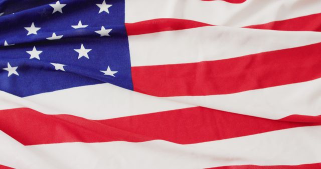 Close up of national flag of usa with stars and stripes with copy space. Patriotism, memorial day and celebration concept.