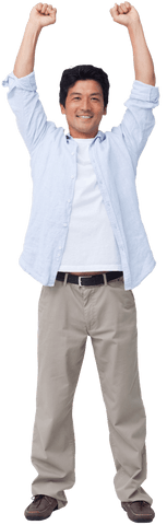 cheerful man celebrating with arms raised transparent background - Download Free Stock Videos Pikwizard.com