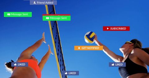 Beach Volleyball Players with Social Media Interactions