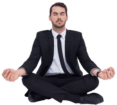 transparent businessman meditating in lotus pose seeking balance - Download Free Stock Videos Pikwizard.com