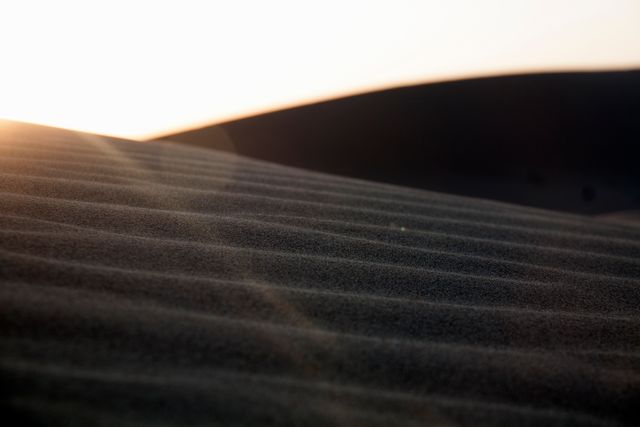 Dune ridges capturing the evening light, creating an atmosphere of peace and vastness. Ideal for themes such as nature, calm, travel, and remote exploration.