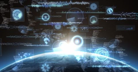 Global Digital Interface and Data Processing Over Earth - Download Free Stock Images Pikwizard.com