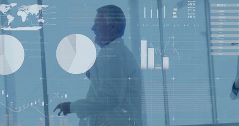 Doctor Analyzing Data with Futuristic Interface