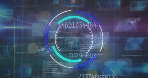 Futuristic Digital Interface with Holographic Data and Numbers
