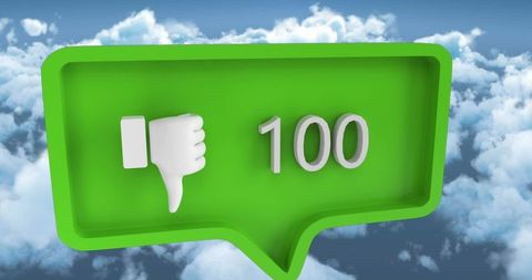 Social media dislike symbol above clouds