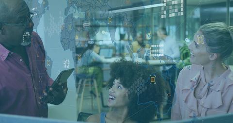 Diverse Team Collaborating on Global Technology Project