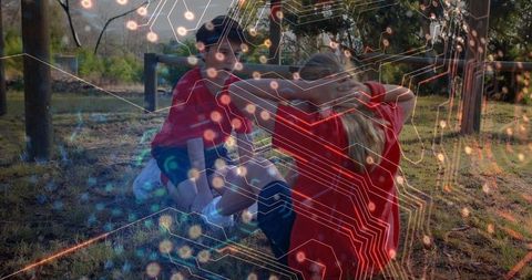 Children exercising outdoors post-digital introduction