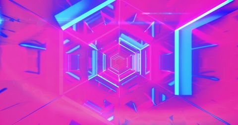 Vibrant Neon's Glowing Geometric Tunnel Background