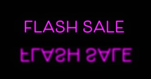 Pink Neon Flash Sale Text on Black Background