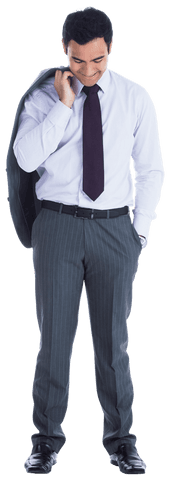 Happy Asian Businessman Posing on Transparent Background