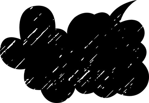 Black cloud illustration with copy space on transparent background