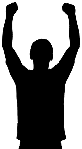 Silhouette of Triumphant Athlete with Raised Arms, Transparent Background - Download Free Stock Videos Pikwizard.com