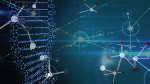DNA Strands and Molecular Structures with Technology Concept