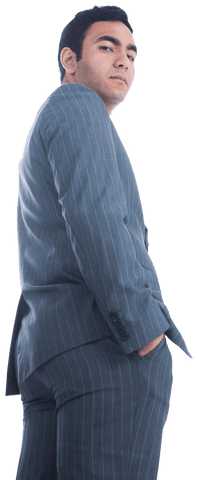 Confident Caucasian Businessman in Modern Suit on Transparent Background