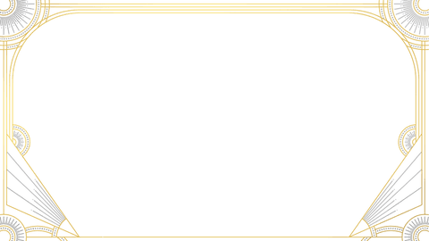 Art Deco Golden Border Frame with Geometric Motifs on Transparent Backdrop