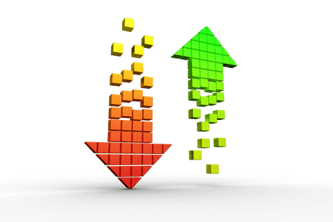transparent pixelated red green arrows concept - Download Free Stock Videos Pikwizard.com