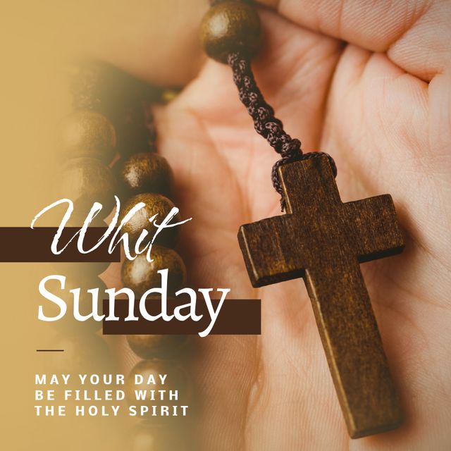 Whit Sunday Celebration with Rosary Cross in Hand - Download Free Stock Templates Pikwizard.com