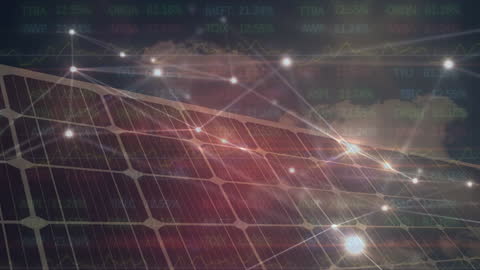 Solar Panels and Digital Network Connections Concept
