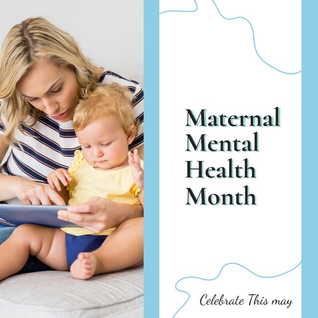 Mother Engaging with Baby on Tablet for Maternal Mental Health Month - Download Free Stock Templates Pikwizard.com