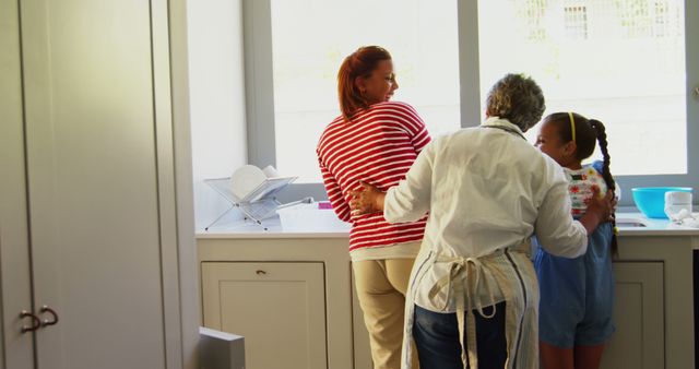 Family Spends Time Together in Kitchen - Download Free Stock Images Pikwizard.com