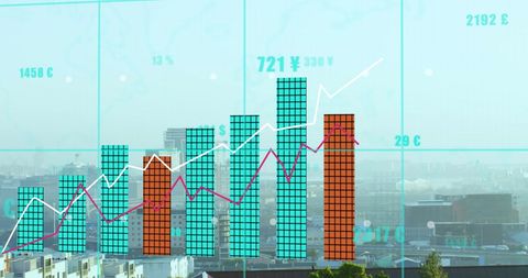 Digital Data Analysis Over City Skyline - Download Free Stock Images Pikwizard.com