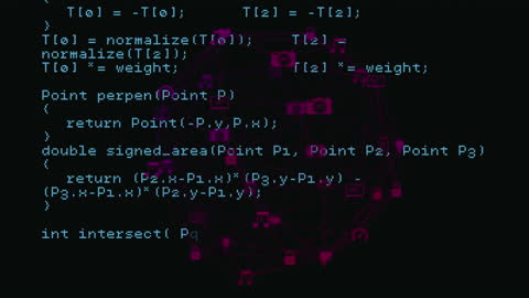 Glowing Code Over Digital Network Grid
