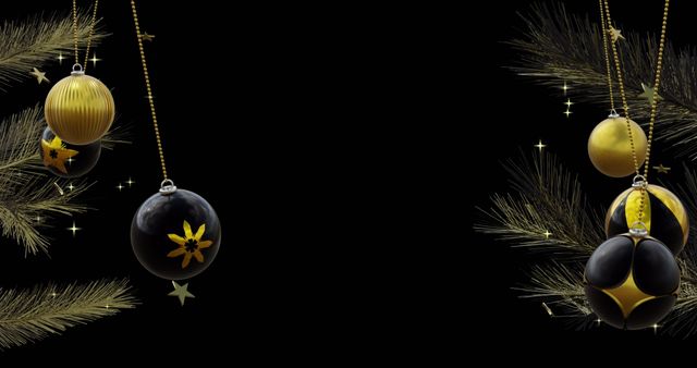 Elegant Black and Gold Christmas Decorations with Baubles - Download Free Stock Images Pikwizard.com