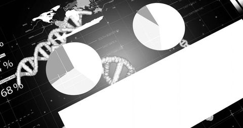 Futuristic 3d dna helix with data visualization elements