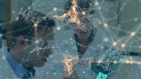 Scientists Analyzing Data in a Futuristic Laboratory