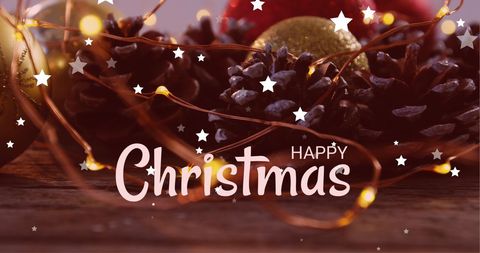 Festive Christmas Greeting with Decorations and Amber Lights