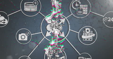 Futuristic Digital Network with Cloud and Media Icons