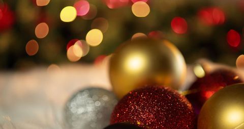 Colorful Christmas Baubles with Sparkling Lights - Download Free Stock Images Pikwizard.com