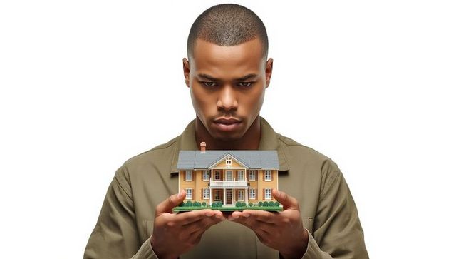 Man examining model house for real estate and design inspiration