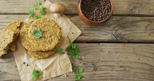 Quinoa Patties with Fresh Parsley on Rustic Wooden Table - Download Free Stock Images Pikwizard.com