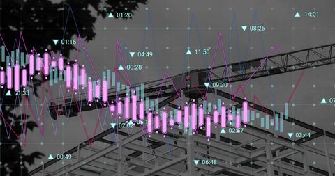 Financial Data Analytics Over Construction Site Concept