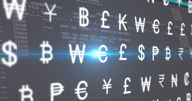 Global Currency Symbols Floating on Digital Abstract Background - Download Free Stock Photos Pikwizard.com